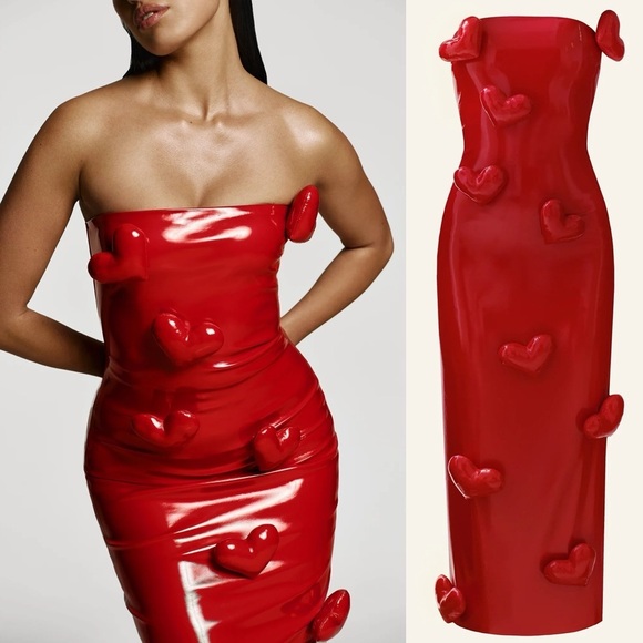 CULTNAKED Dresses & Skirts - NEW! CULTNAKED- Strapless Love Killa Midi Dess in Red Patent Size Small